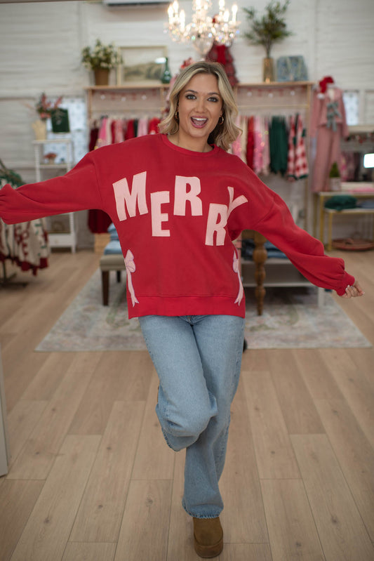 Red/Pink Merry Patch Sweater