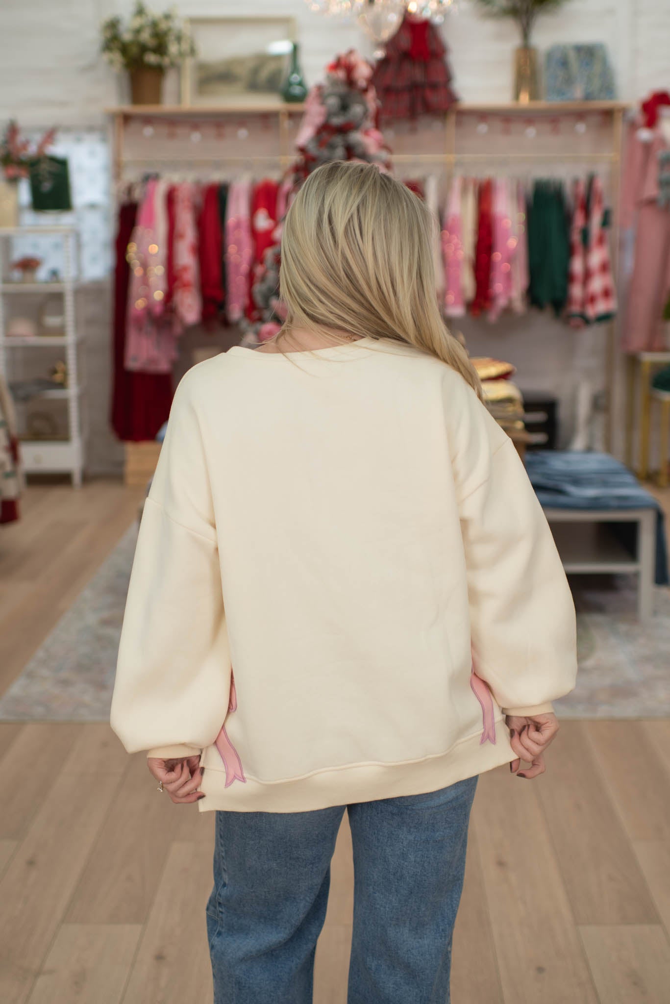 Cream/Pink Merry Patch Sweater