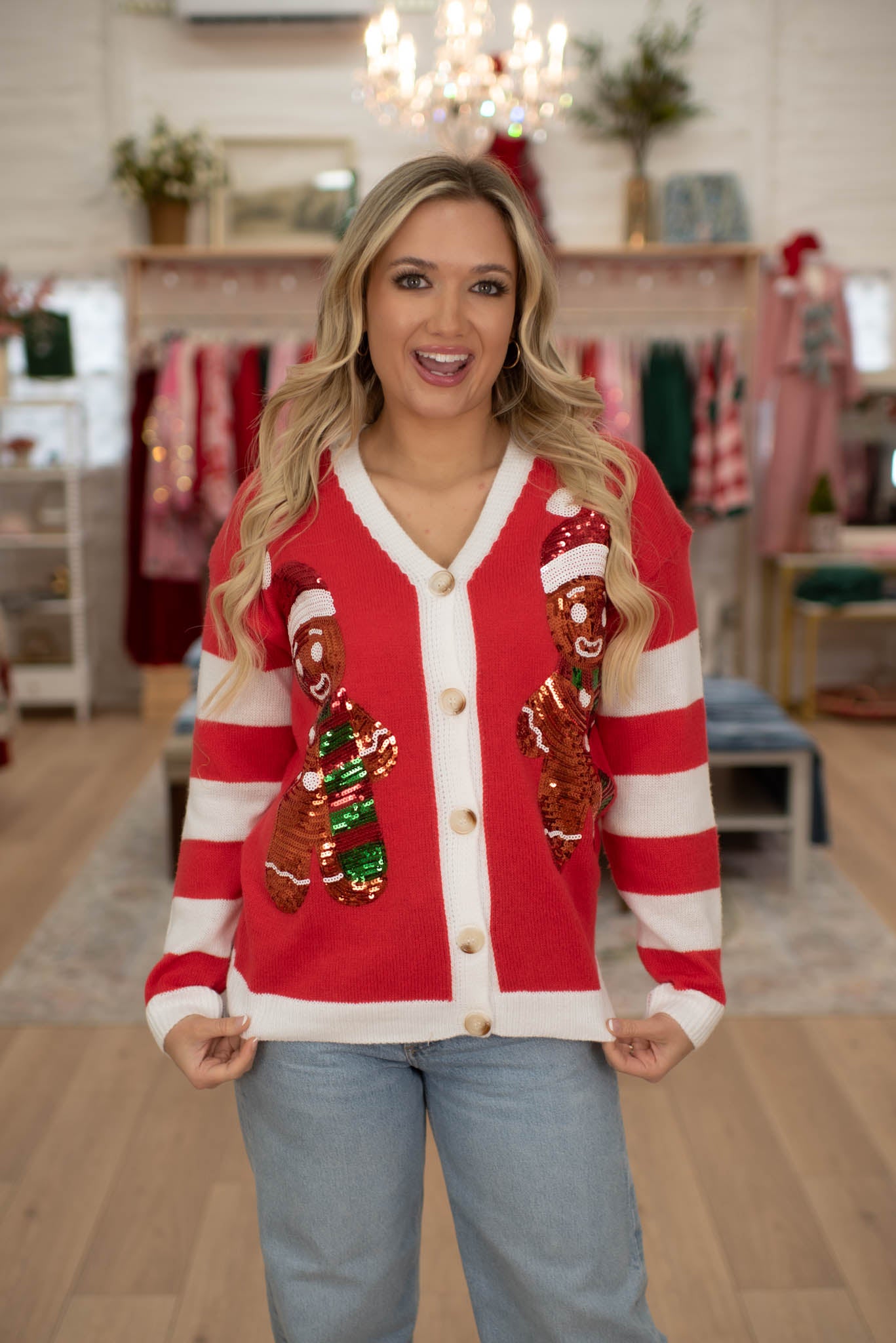 Gingerbread Sequins Cardigan