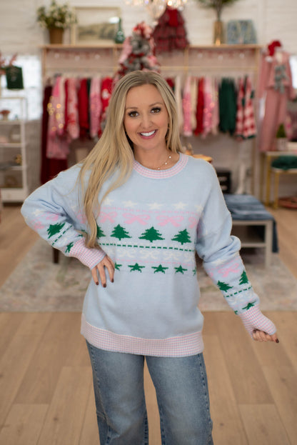 Blue Christmas Tree Sweater