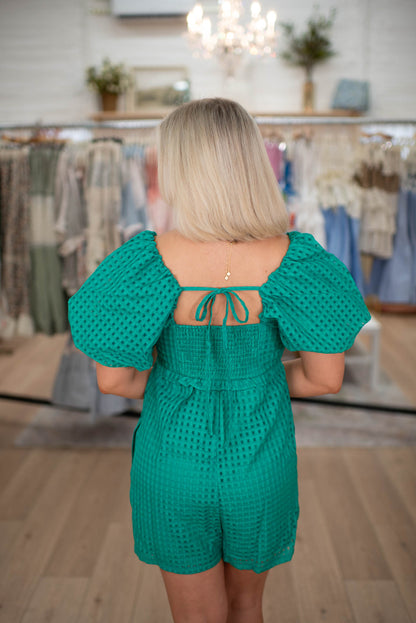 Fresh Start Kelly Green Babydoll Romper