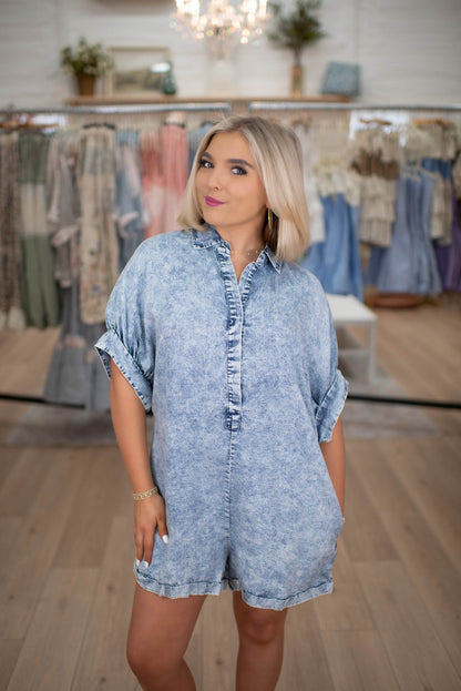 Effortless Essential Washed Denim Romper