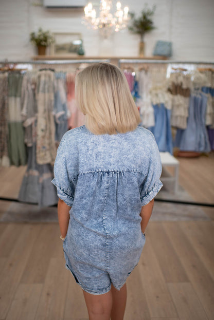 Effortless Essential Washed Denim Romper