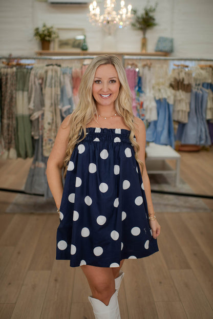 Timeless Charm Navy Polka Dot Dress