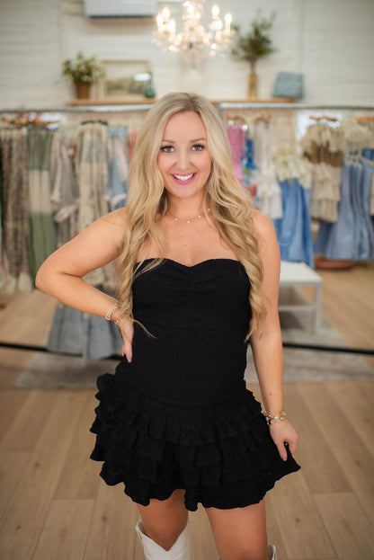 Fresh Night Out Strapless/Smocked Dress/Romper