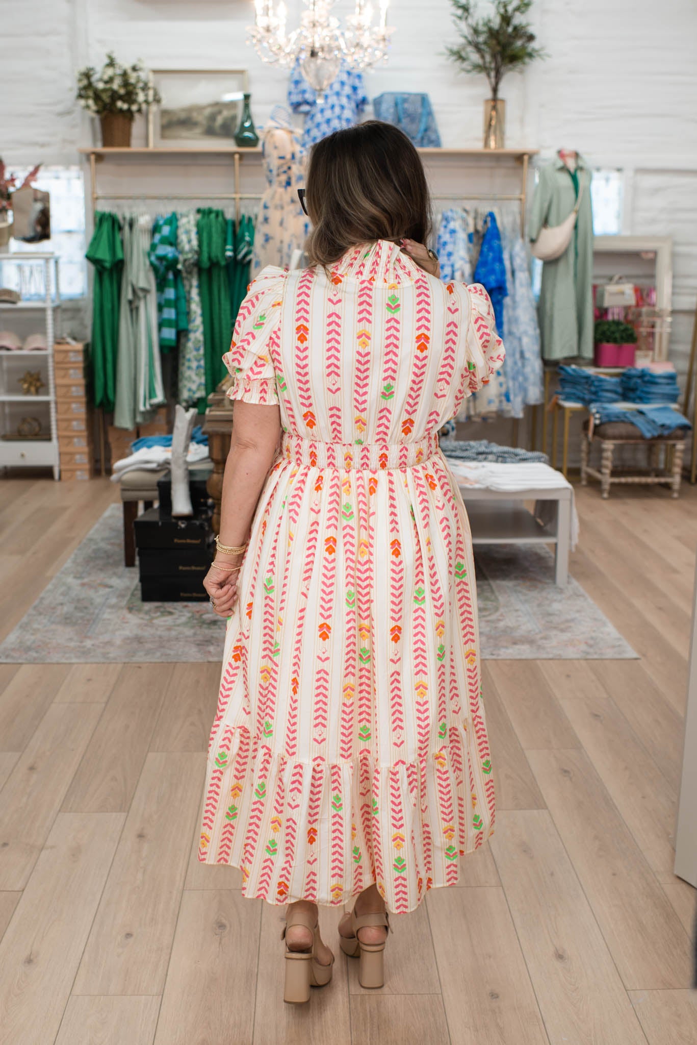Easter Garden Smocked Midi Dress