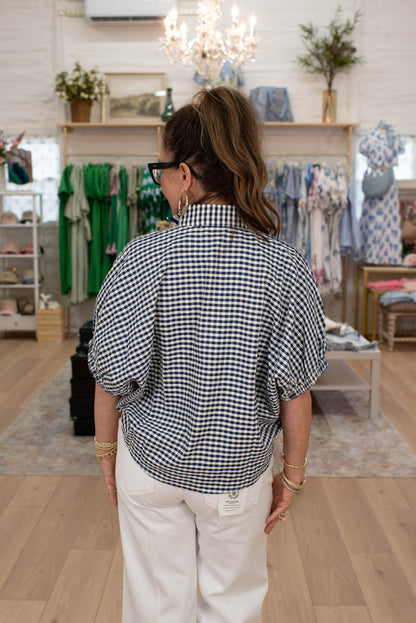 Bayside Navy Check Top