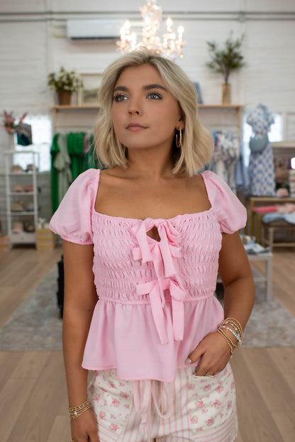 Darling Bow Pink Top