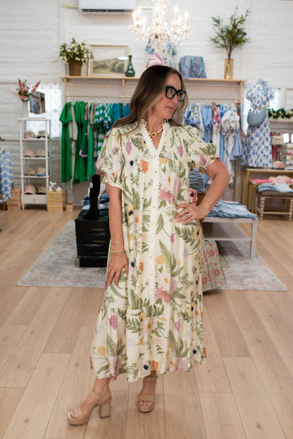 Vintage Garden Tiered Midi Dress