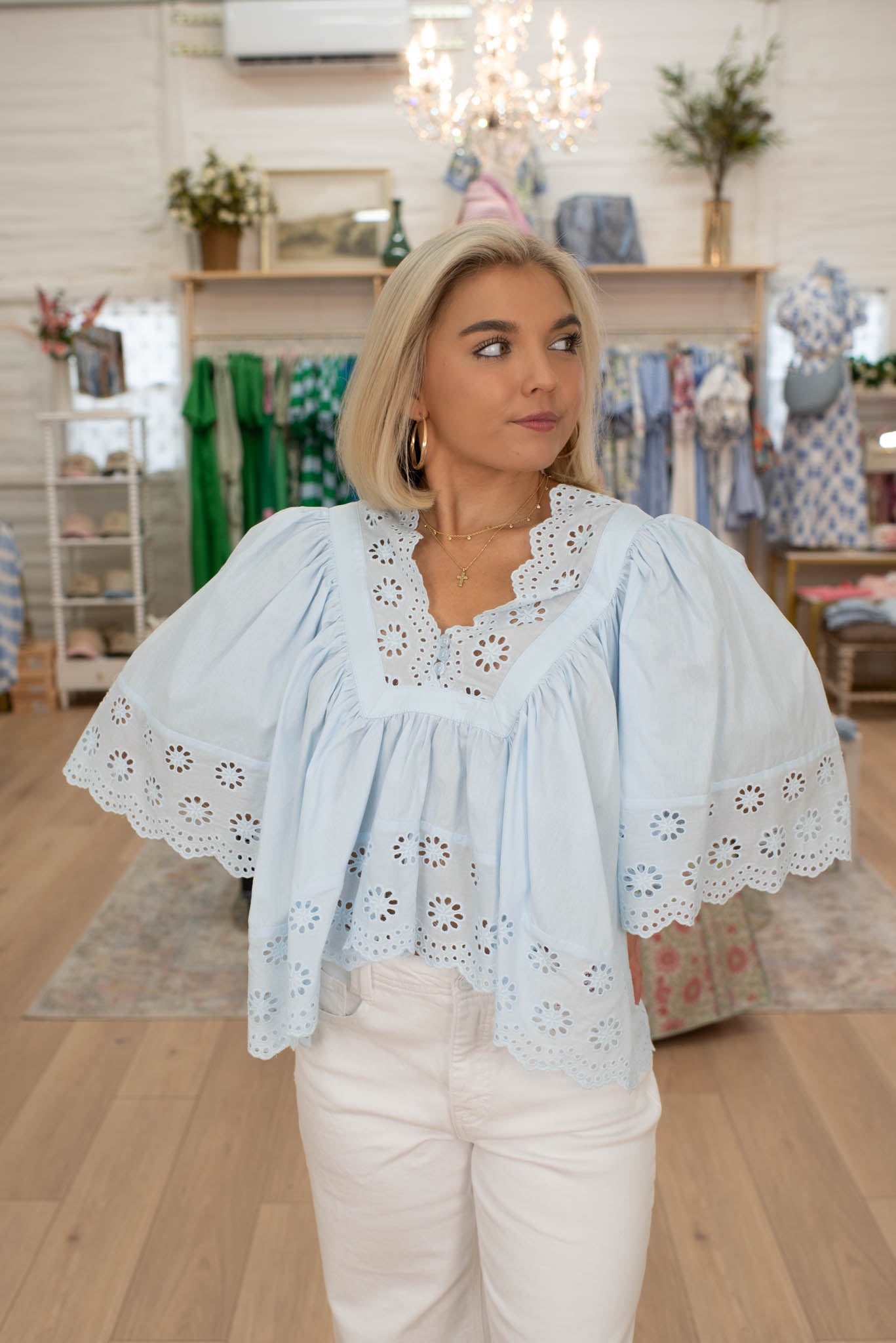 Sweet Sky Eyelet Blouse