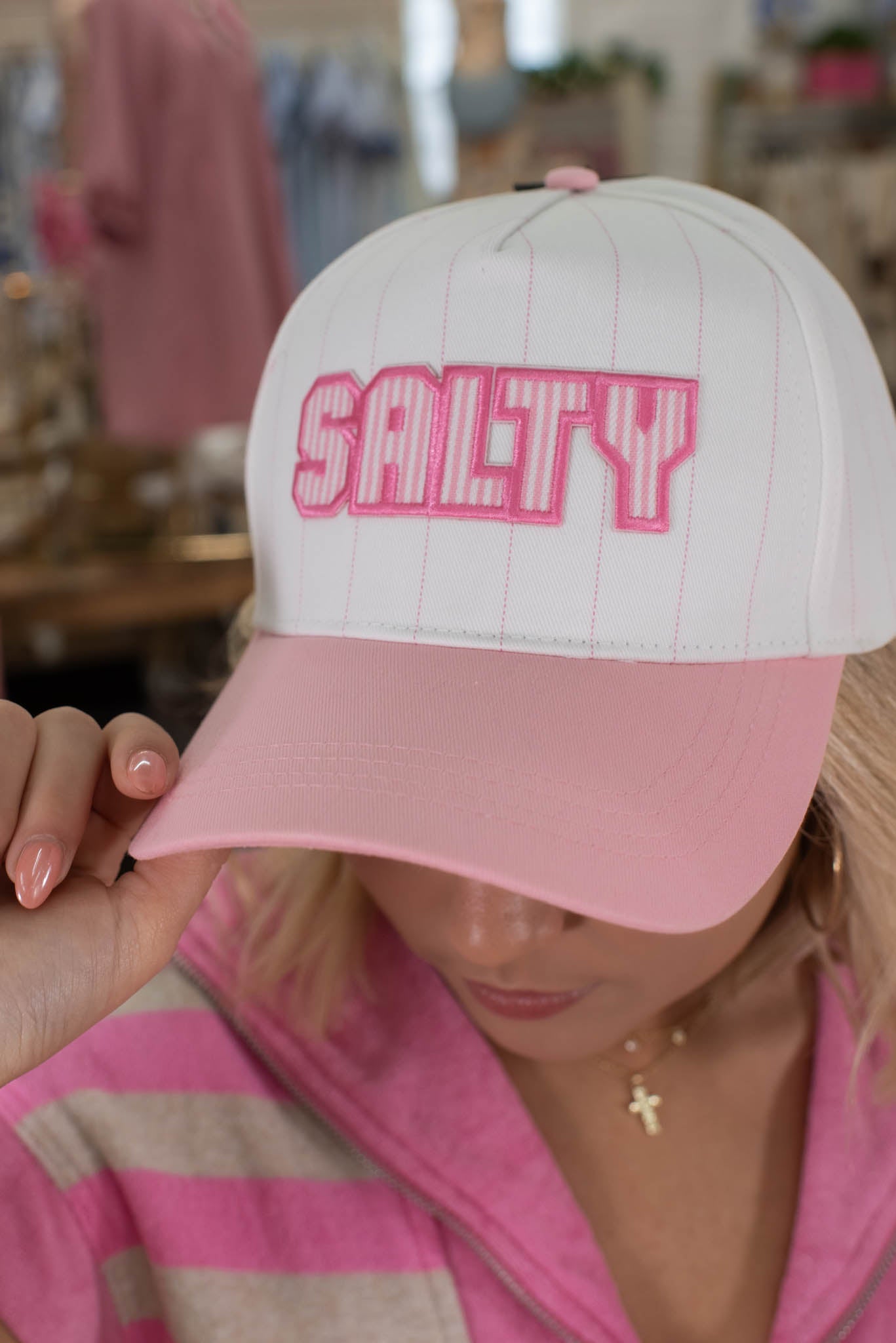 Pink Salty Embroidered Patch Hat