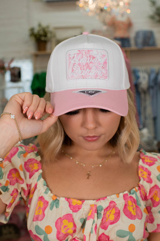 Pink Howdy Darling Embroidered Patch Design