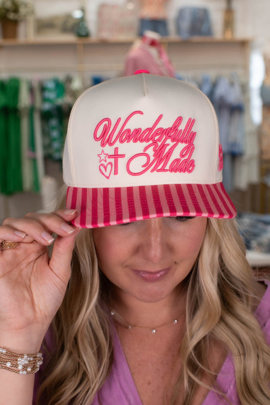 Pink Striped Wonderfully Made Hat
