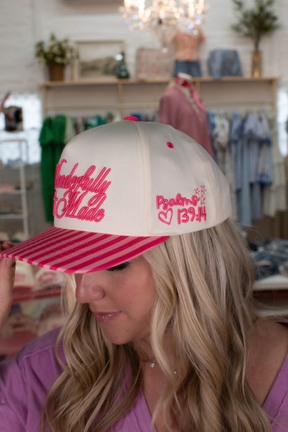 Pink Striped Wonderfully Made Hat