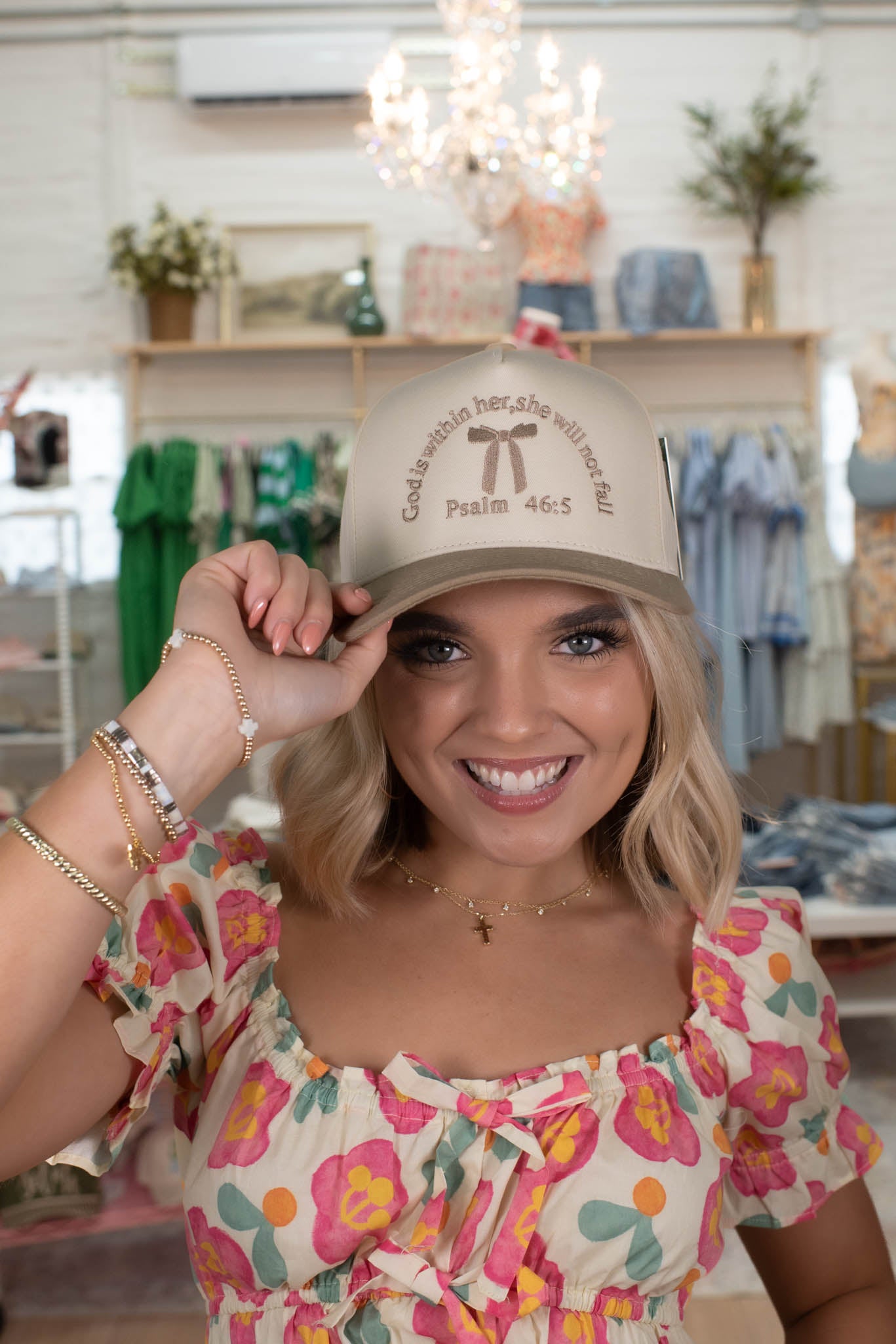 Beige Psalm 46:5 Embroidered Hat