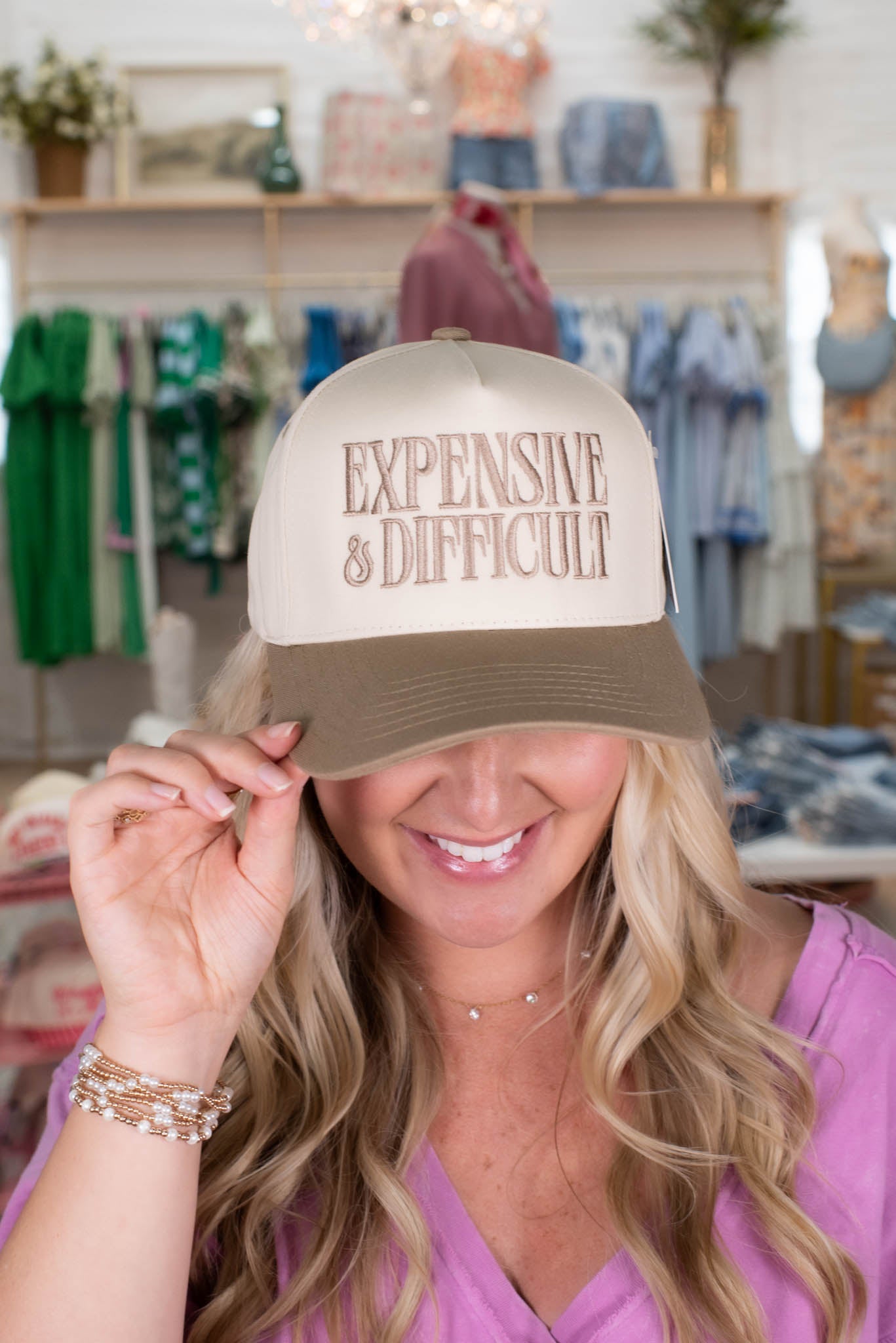 Expensive & Difficult Beige Embroidered Hat