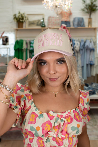 Expensive & Difficult Pink Embroidered Hat