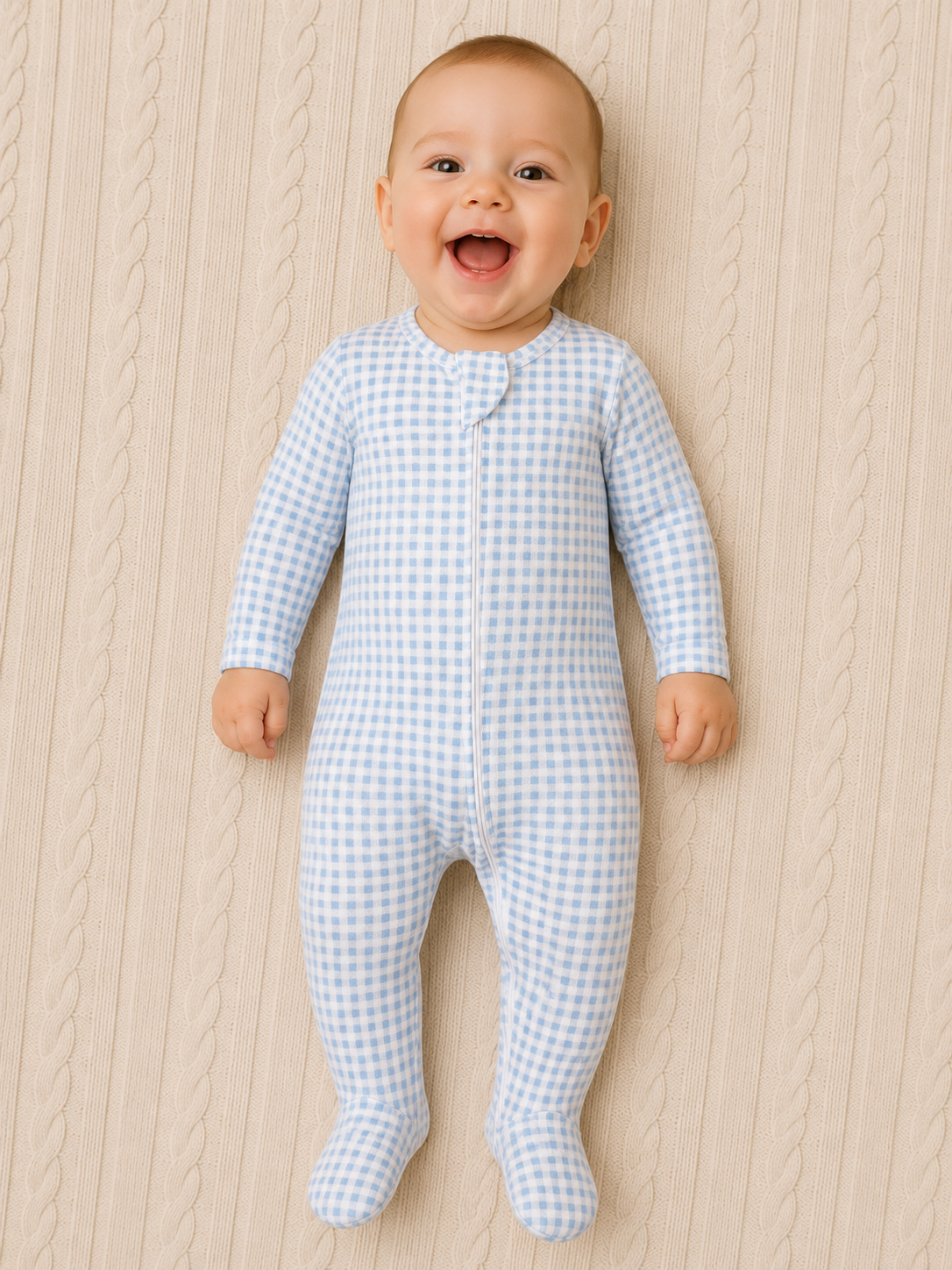 Blue Checkered Footie