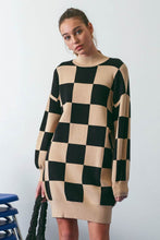 Black Checkered Sweater Dress