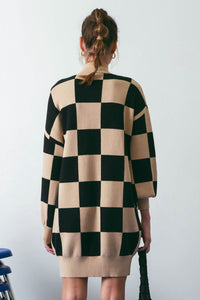 Black Checkered Sweater Dress