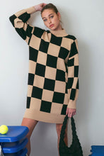 Black Checkered Sweater Dress
