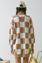 Taupe Checker Sweater Dress
