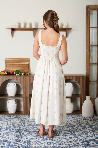 Neutral Seashell Midi Dress