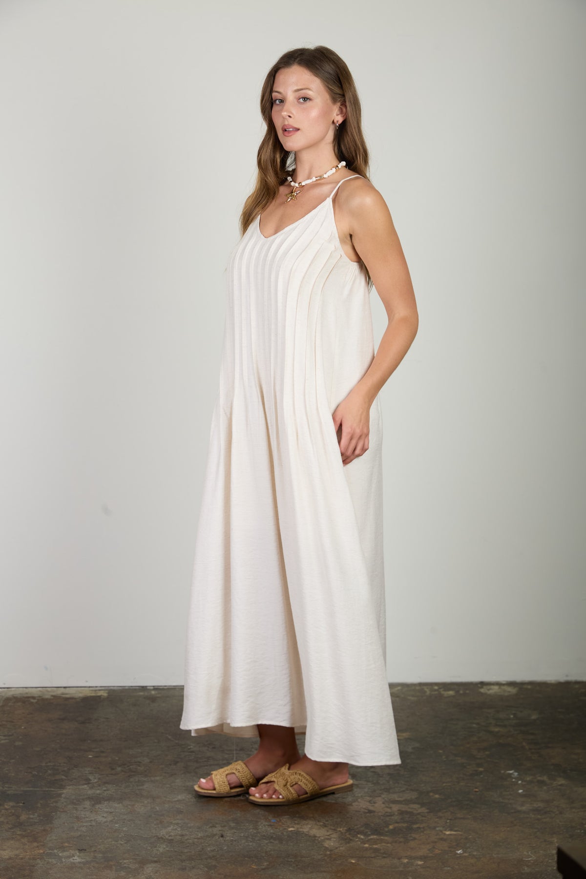 Natural Solid Maxi Dress