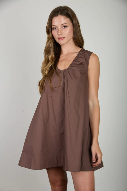 Chocolate Solid Mini Dress