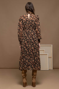 Black Floral Midi Dress