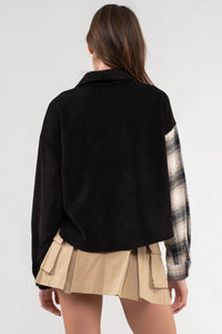 Black Patchwork/Plaid Top