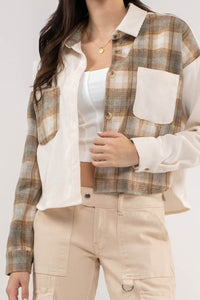 Ivory Patchwork/Plaid Top