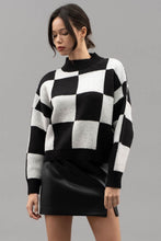 Black Checkered Crew Neck Sweater