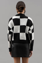 Black Checkered Crew Neck Sweater