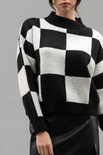 Black Checkered Crew Neck Sweater