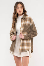 Olive Corduroy Colorblock Shacket