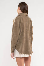 Olive Corduroy Colorblock Shacket