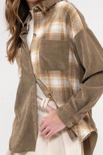 Olive Corduroy Colorblock Shacket