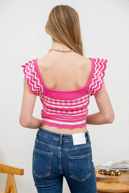 Sight Of Sweetness Fuchsia Knit Top