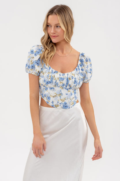 Florally Yours Blue Floral Top