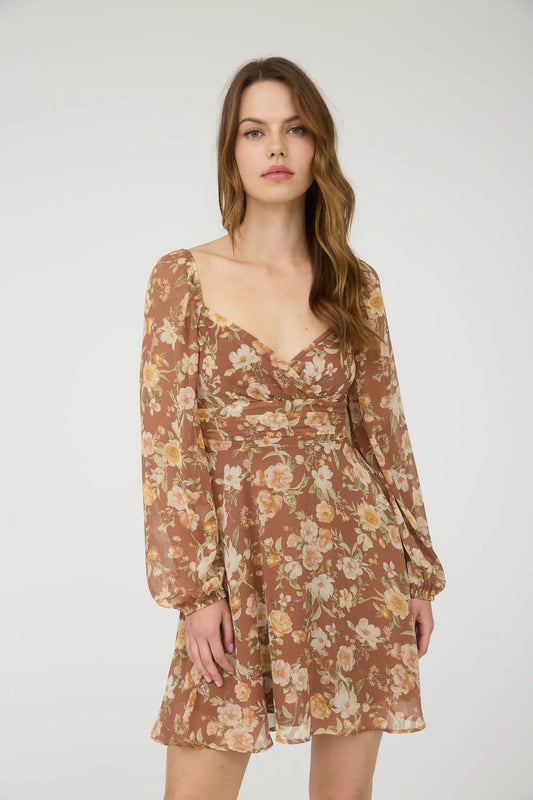 Mocha Floral Dress