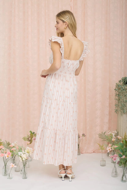 Sand Stripe/Floral Maxi Dress