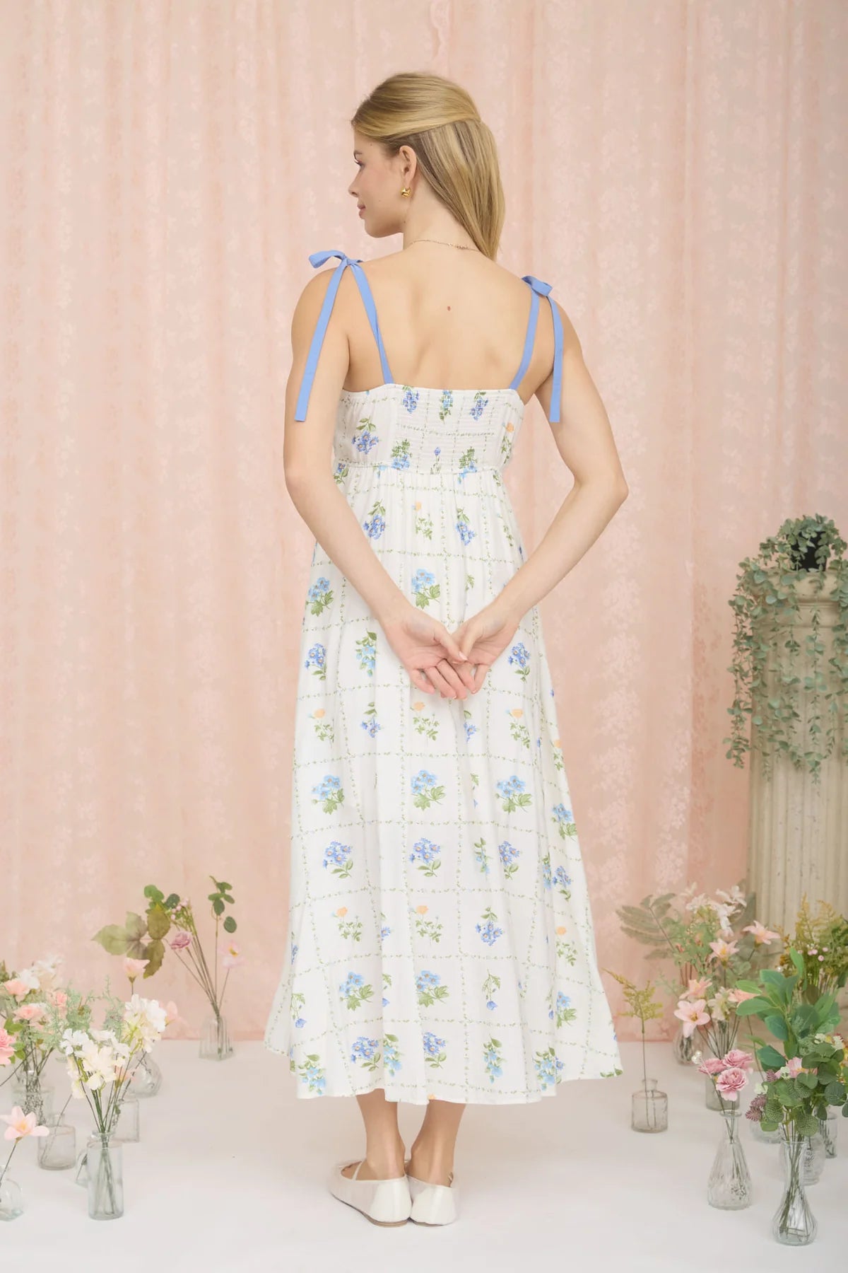 blue garden party dress Garden Party Scalloped Blue Midi Dress – The Black Pearl Boutique