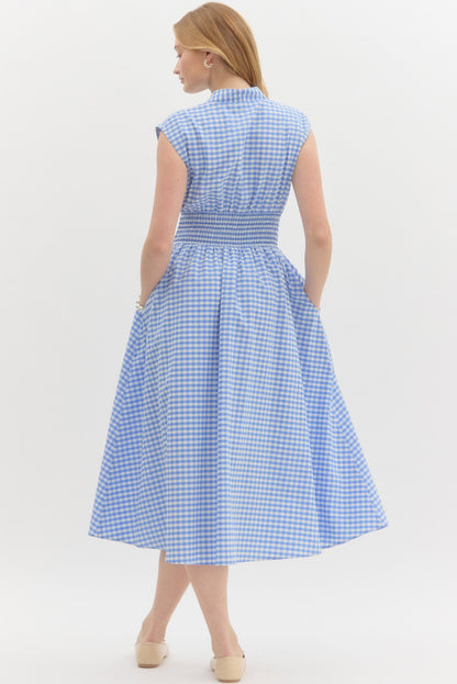 Blue/White Striped Midi Dress