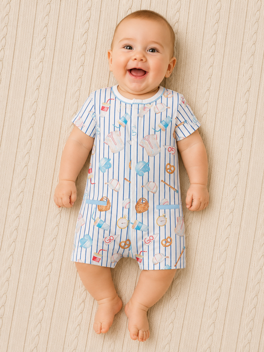 Big League Romper W/Pipping