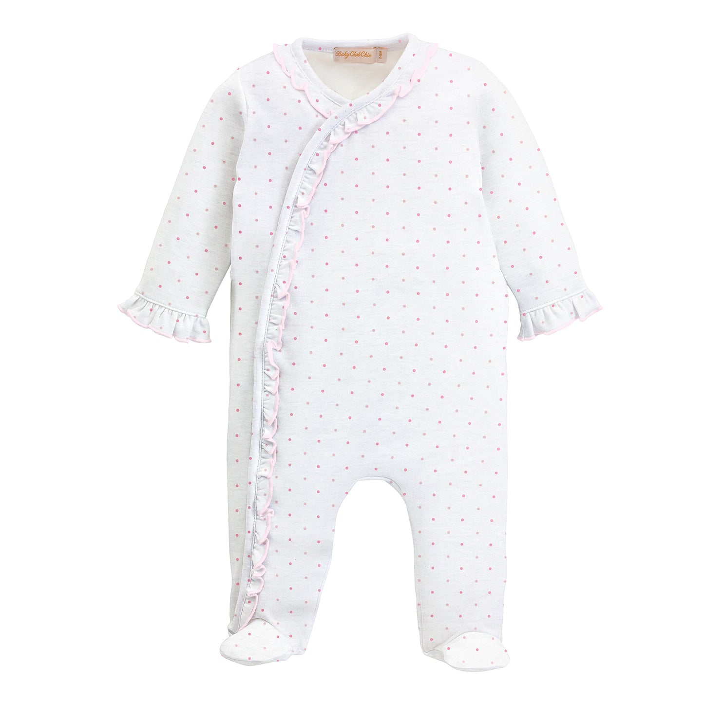 Pink Polka Dot Footie W/Ruffles