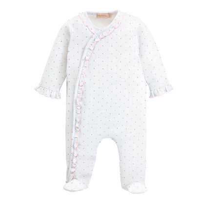 Pink Polka Dot Footie W/Ruffles