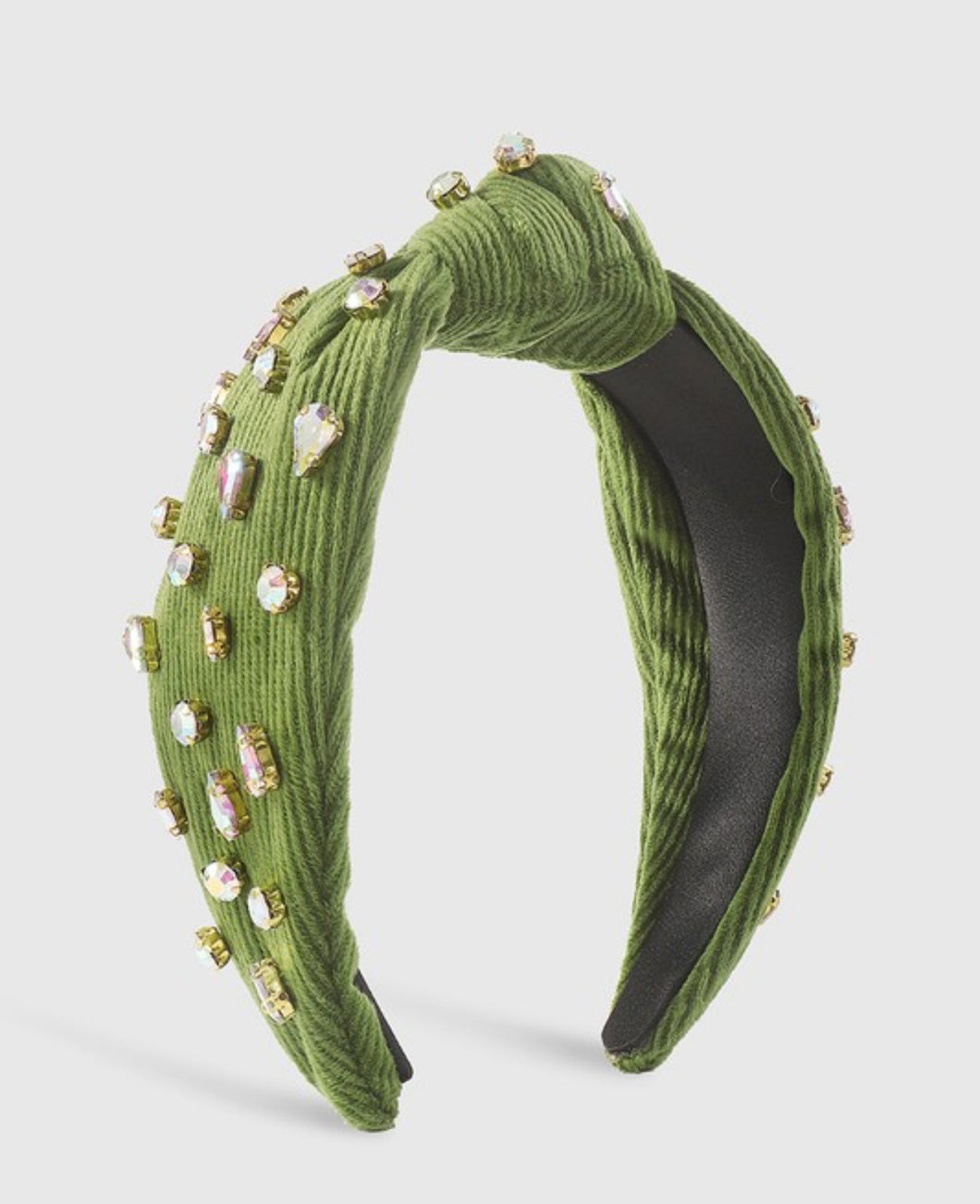 Green Corduroy Rhinestone Headband