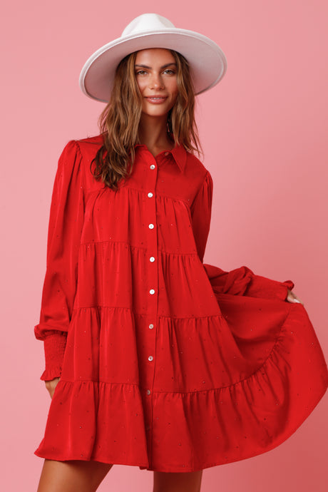 Red Rhinestone Shirt/Dress