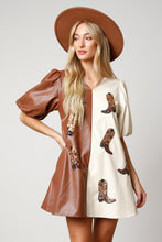 Color Block Faux Leather Dress